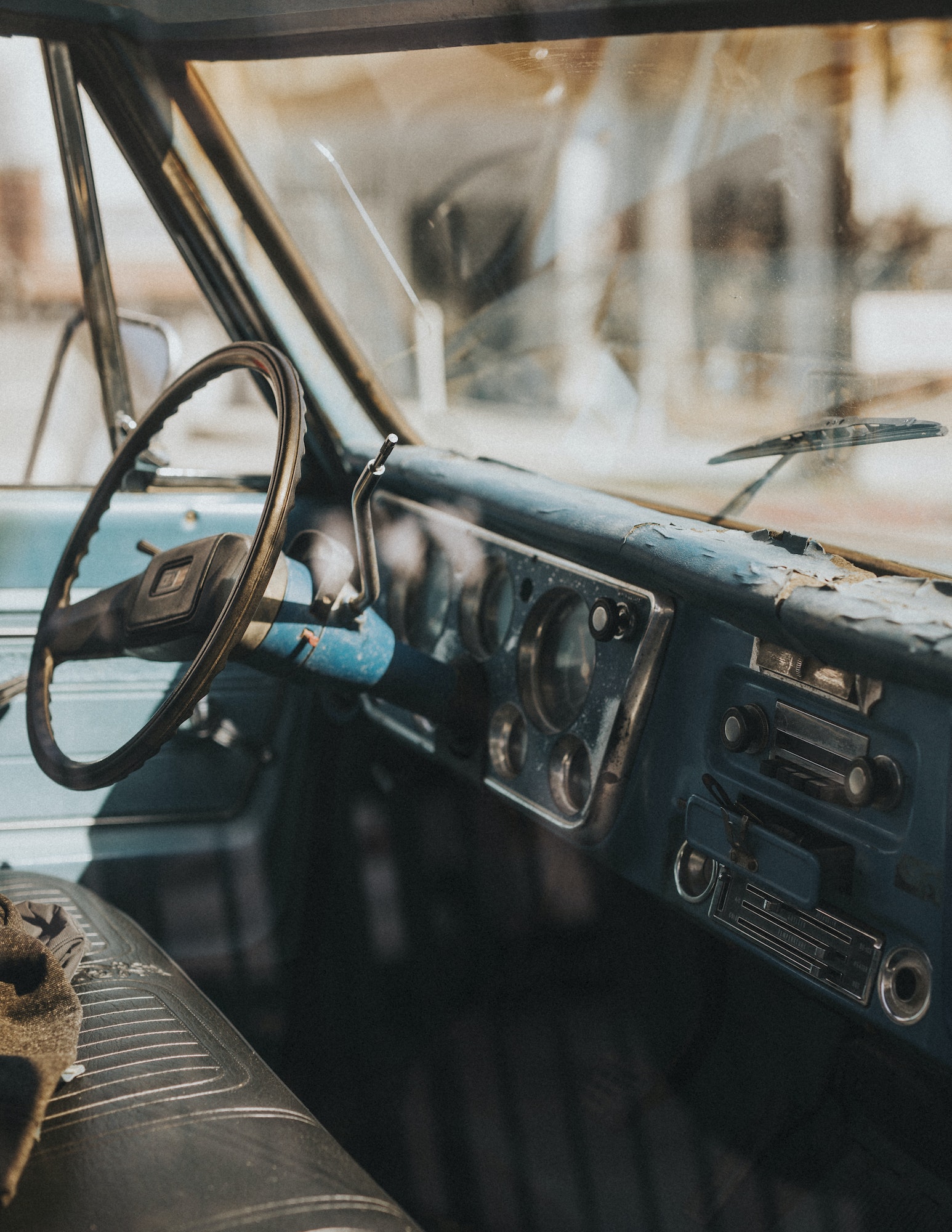 Interior of an old classic car